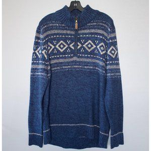 Men's Blue & Gray Quarter Zip Sweater